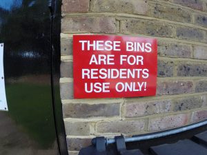 BIN FOR RESIDENTS USE ONLY, Sign